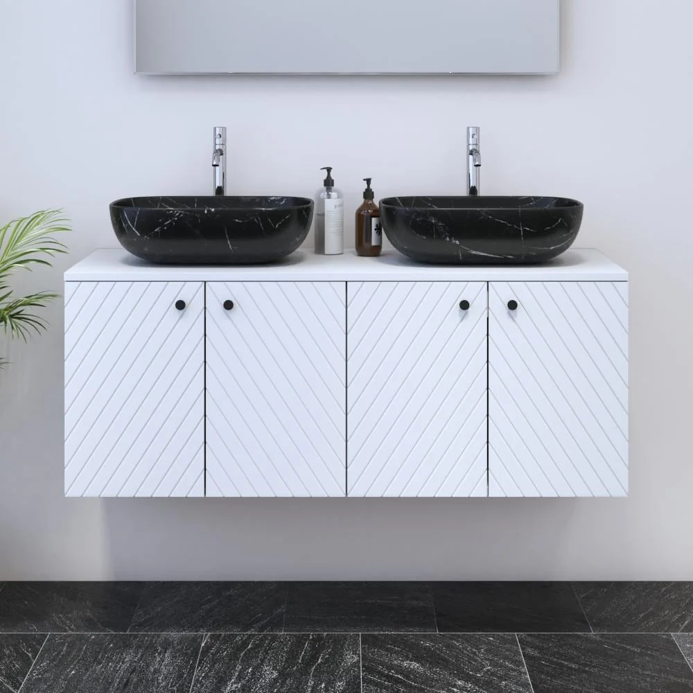 Avela 4D 120 Double Sink Floating Bathroom Vanity (48