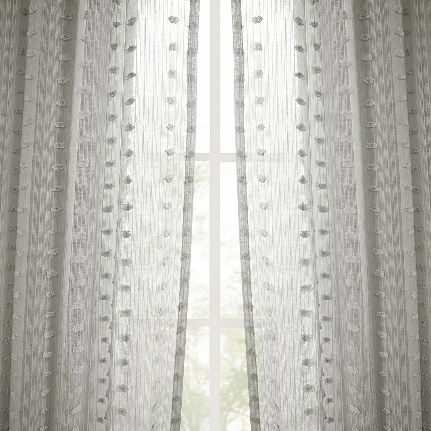 Exclusive Fabrics Strasbourg Dot Patterned Faux Linen Sheer Curtain (1 Panel)