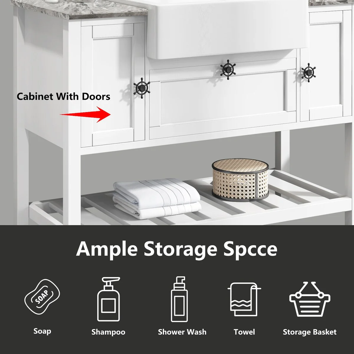 48 in.W x 20 in.D x 33.60 in.H Solid Wood Bathroom Vanities Without Tops