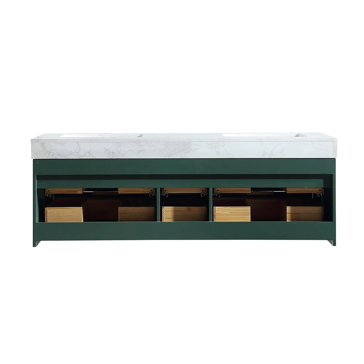 60 Inch Solid Wood Frame Wall-Mounted Bathroom Vanity Set with Double Ceramic Basin