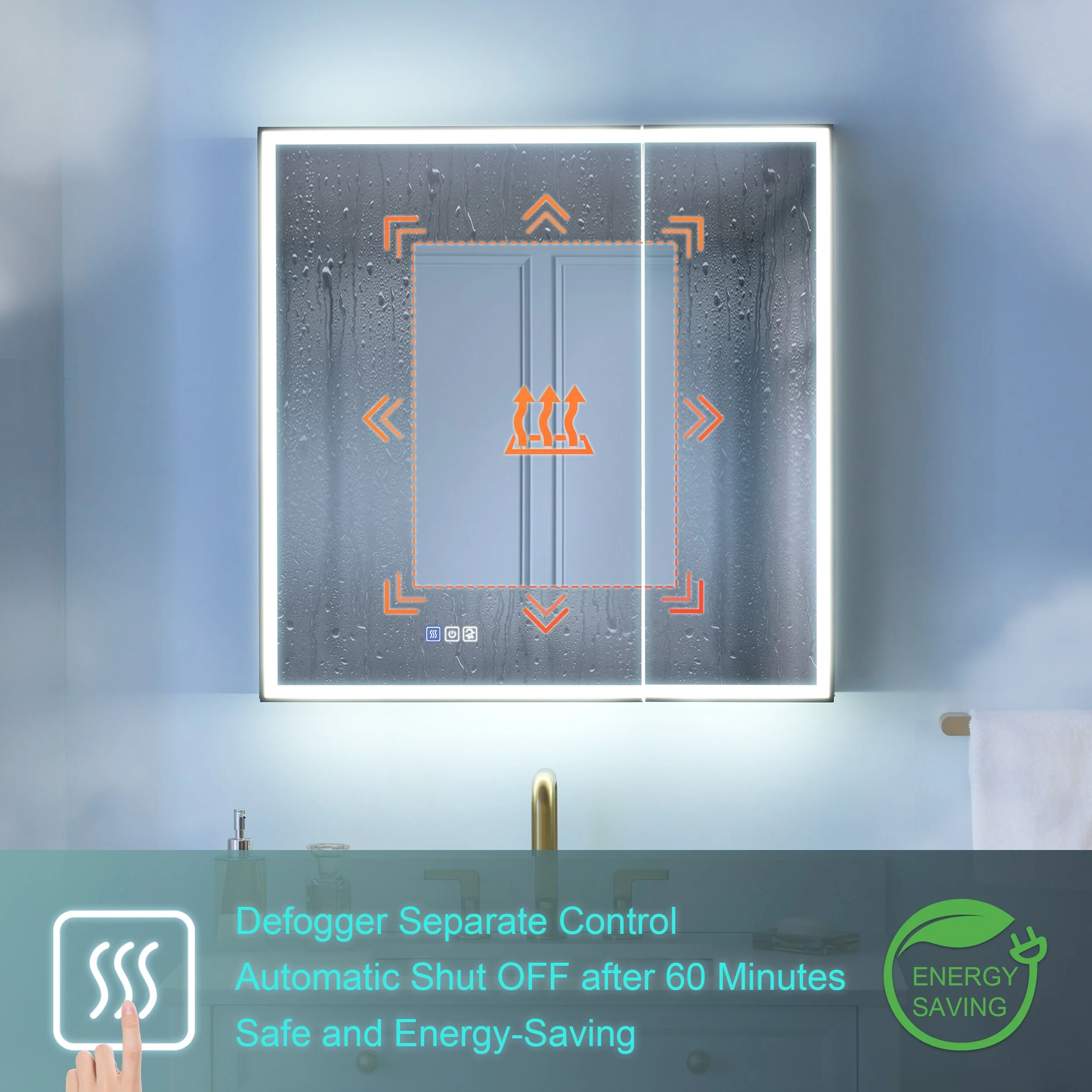 30'' H Recessed Or Surface Wall Mounted LED Mirror Cabinet With Mirror And Adjustable Shelves,Black Frame