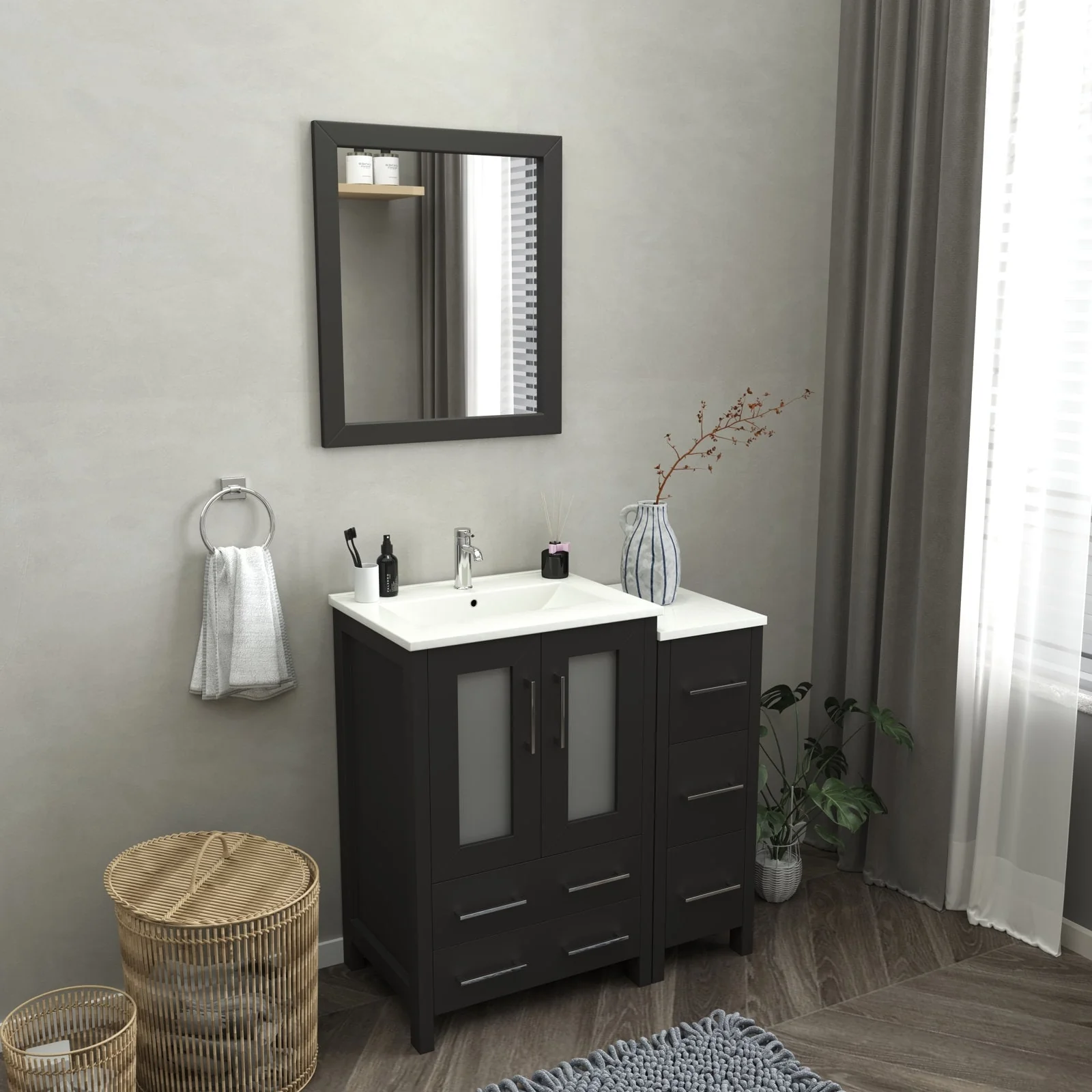 Vanity Art 36-Inch Single Sink Bathroom Vanity with Top & Free Mirror - 36 X 18.1 X 35.8