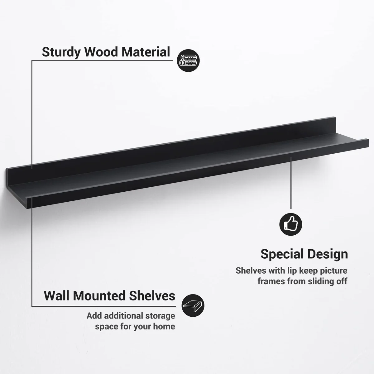 Picture Ledge Shelf, Floating Shelves Wall Mounted Set of 3