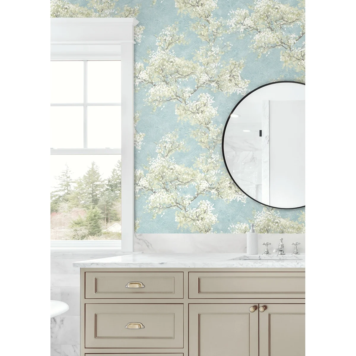 NextWall Cherry Blossom Grove and Stick Wallpaper