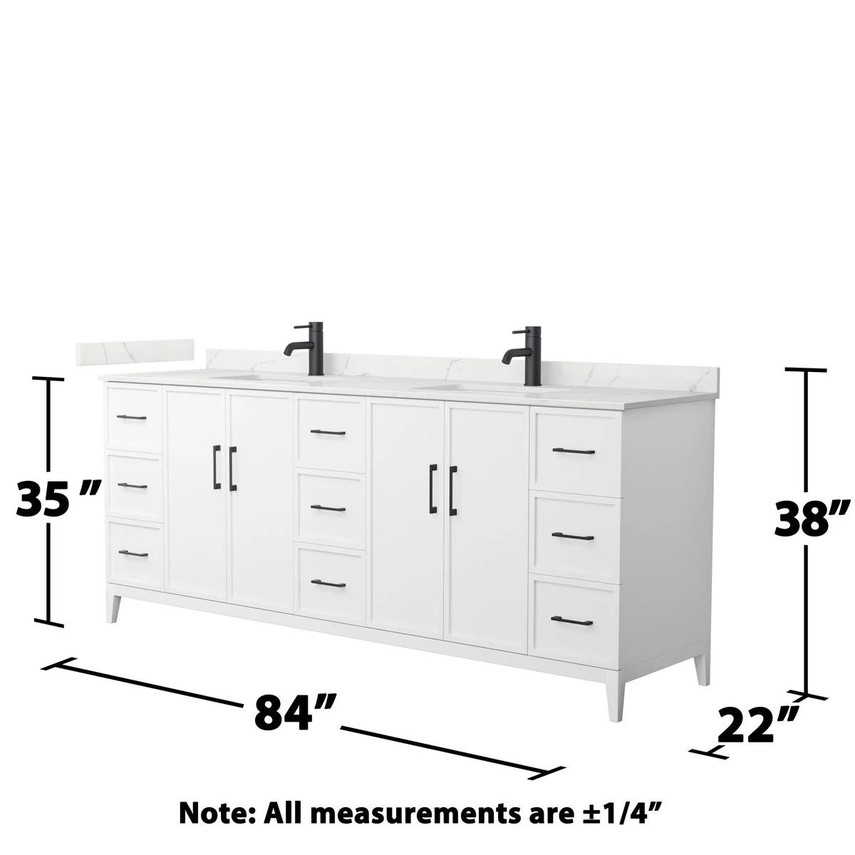 Elan 84-inch Double Vanity, Single Hole Quartz Top