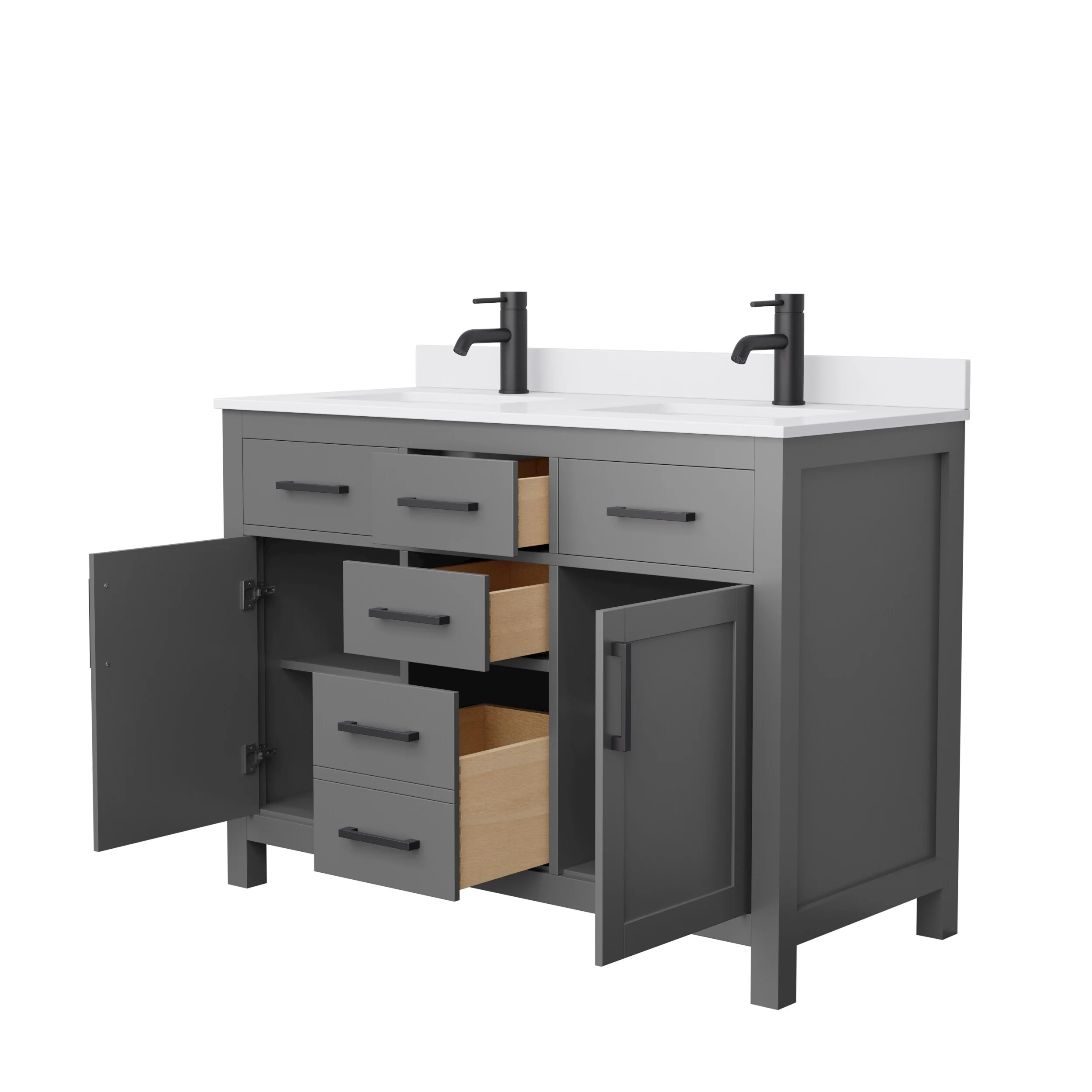 Beckett 48 Inch Double Vanity, Cultured Marble Top