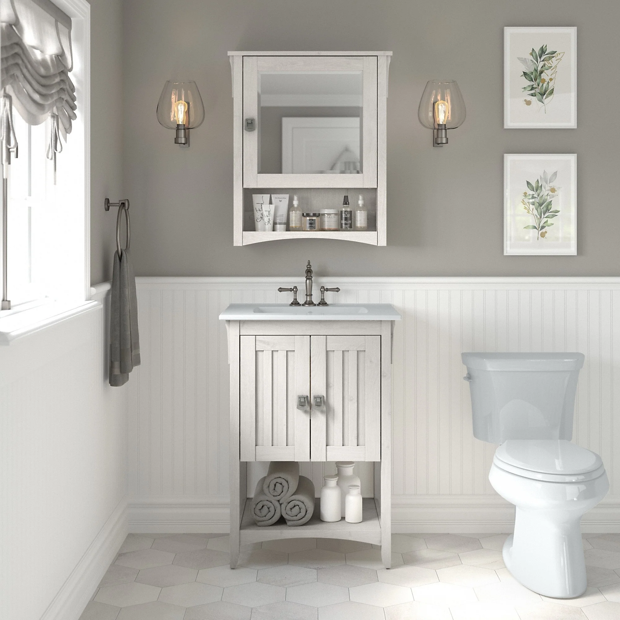 Salinas 24W Bathroom Vanity Sink & Medicine Cabinet by Bush Furniture