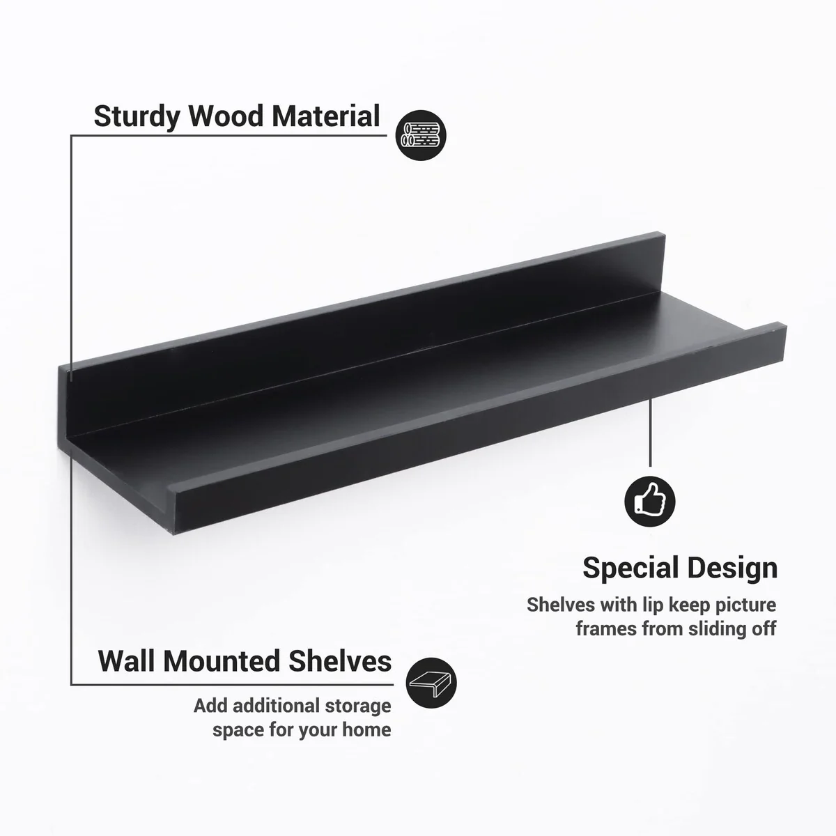 Picture Ledge Shelf, Floating Shelves Wall Mounted Set of 3