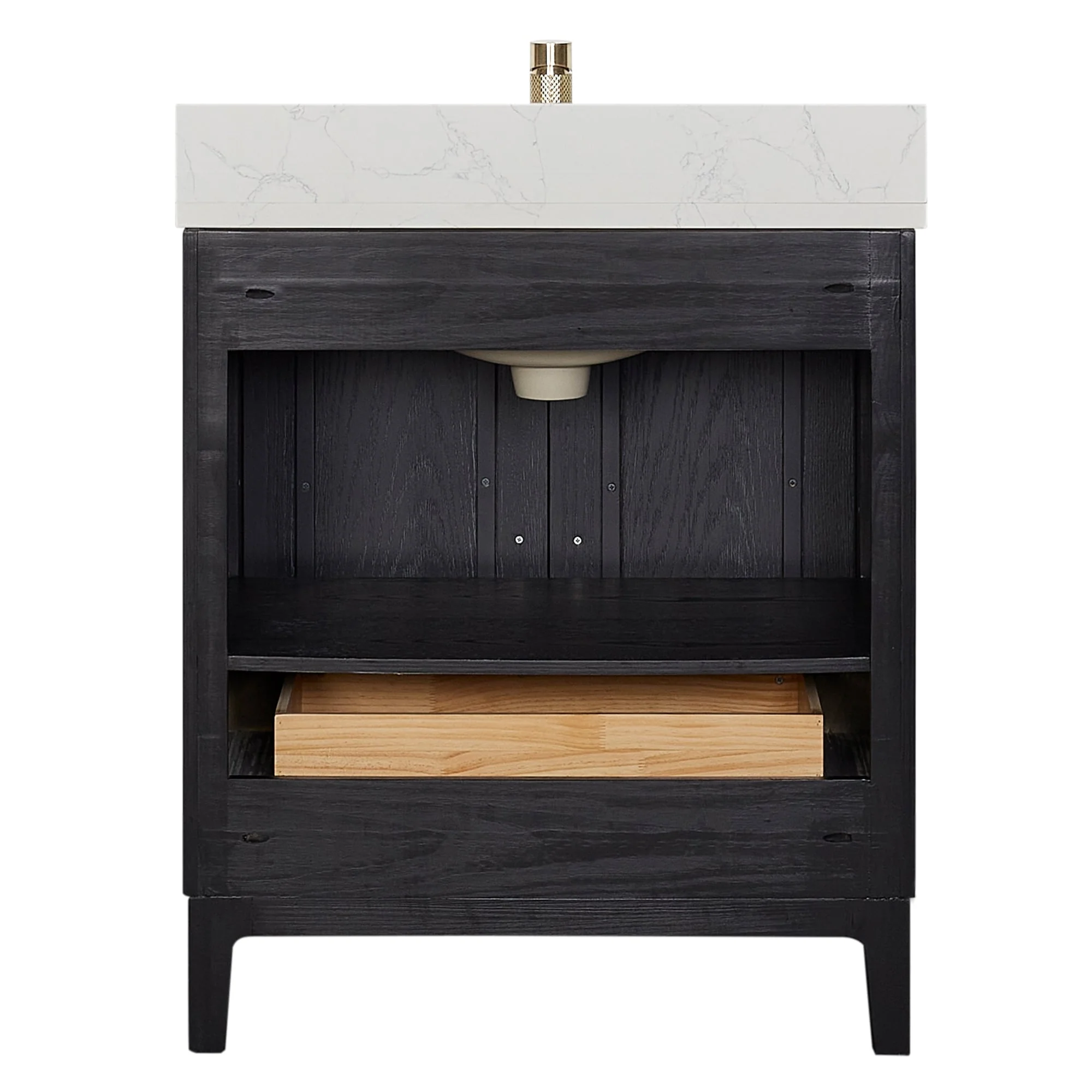 Gara Single Bath Vanity with Composite Stone Top and Mirror