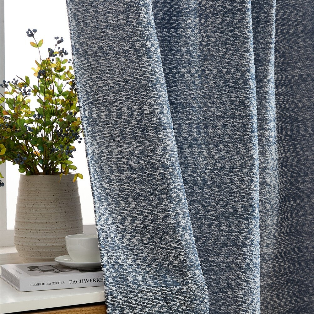 HLC.ME Easton Jacquard Slub Texture - Privacy Curtains with Back Tab Rod Pocket Lightweight Window Curtains Panels, Set of 2