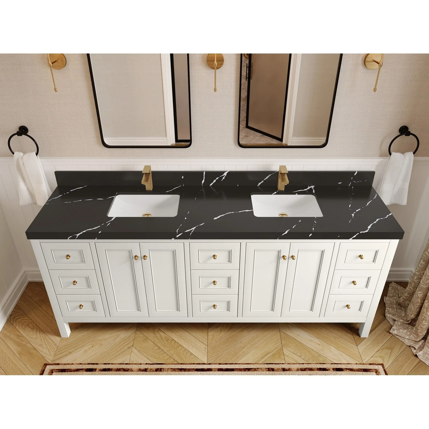 Willow Collections 84 in. W x 22 in. D Nashville Double Bowl Sink Bathroom Vanity with Countertop
