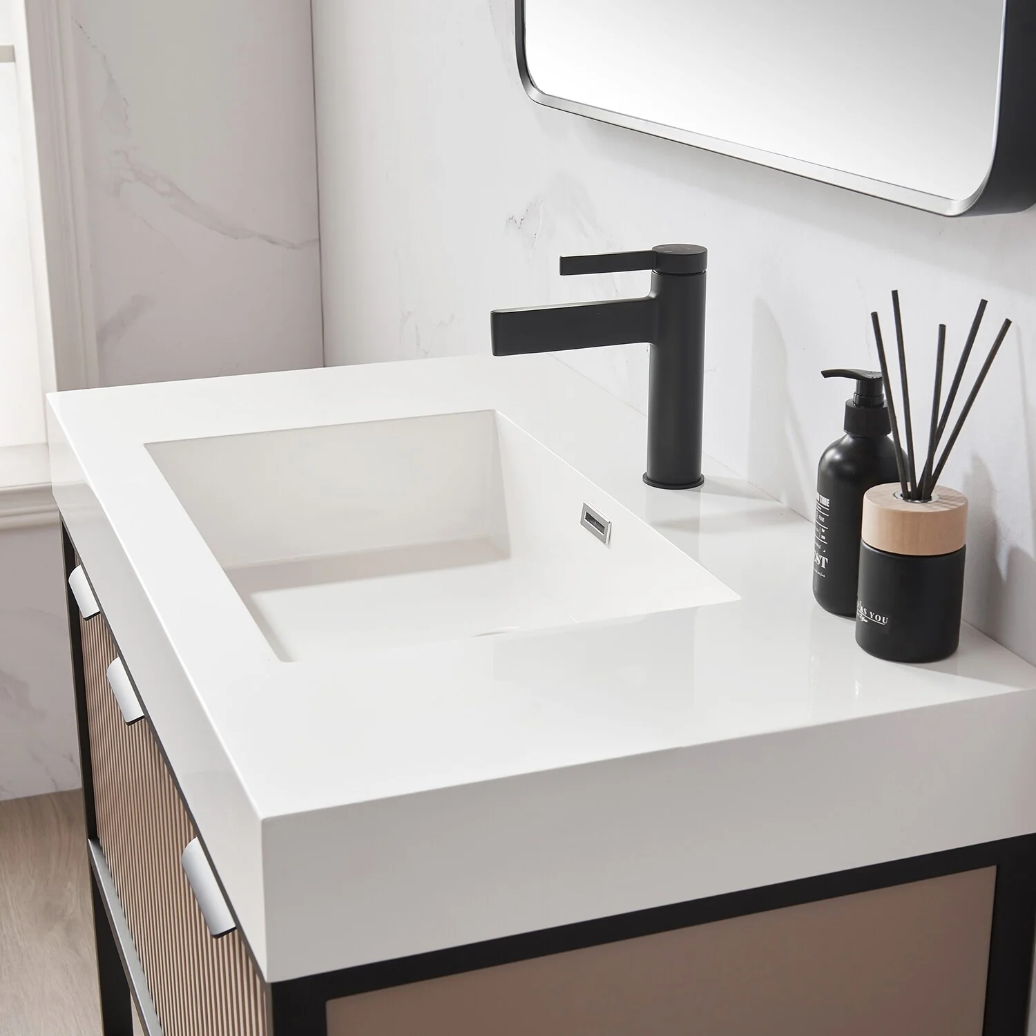 Marcilla 36 in. Single Sink Bath Vanity with Stone Sink Top