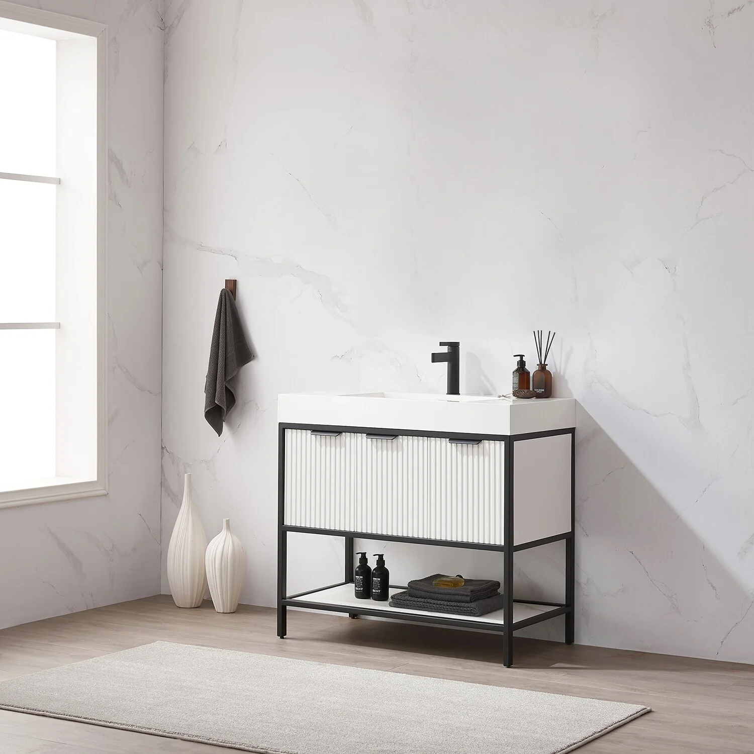 Marcilla 36 in. Single Sink Bath Vanity with Stone Sink Top