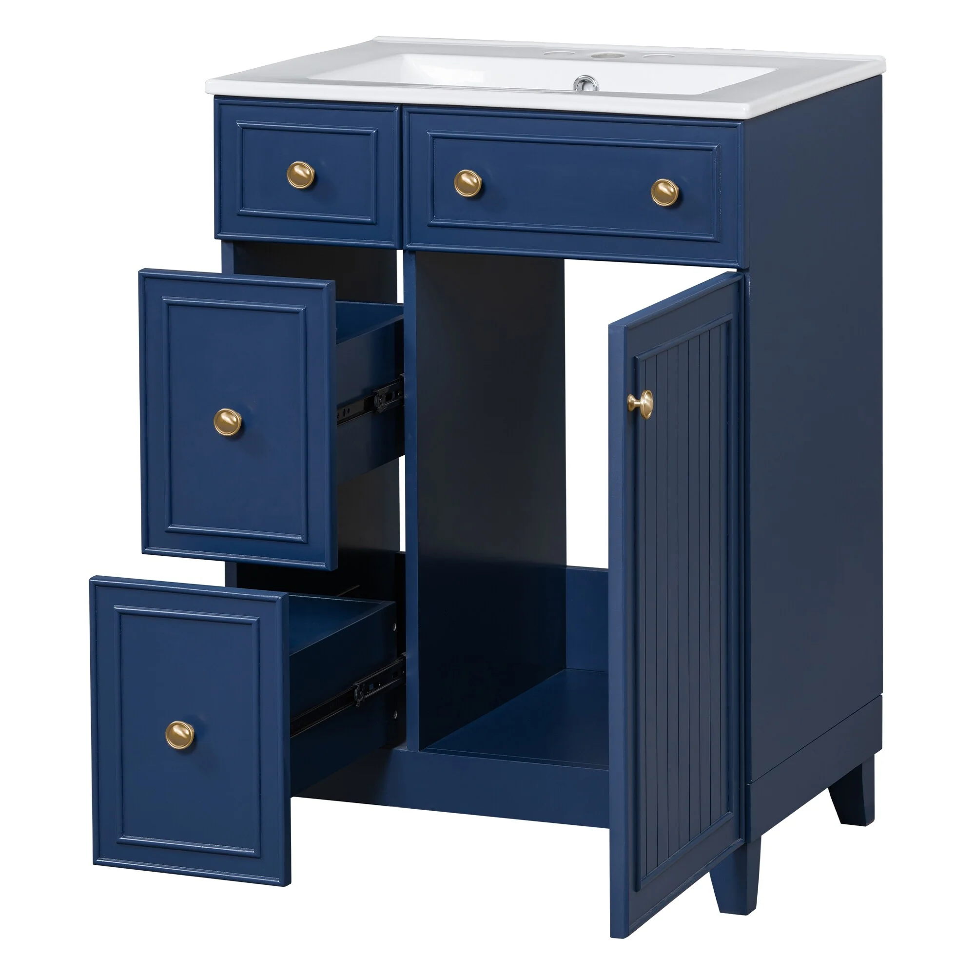 24-Inch Bathroom Vanity Cabinet with Ceramic Sink by Harper&Bright Designs