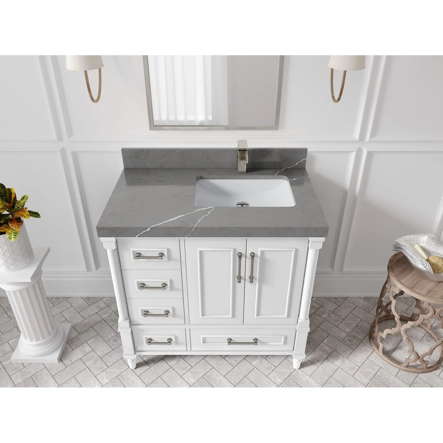 Willow Collections 36 in. W x 22 in. D Aberdeen Right Offset Sink Bathroom Vanity with Countertop