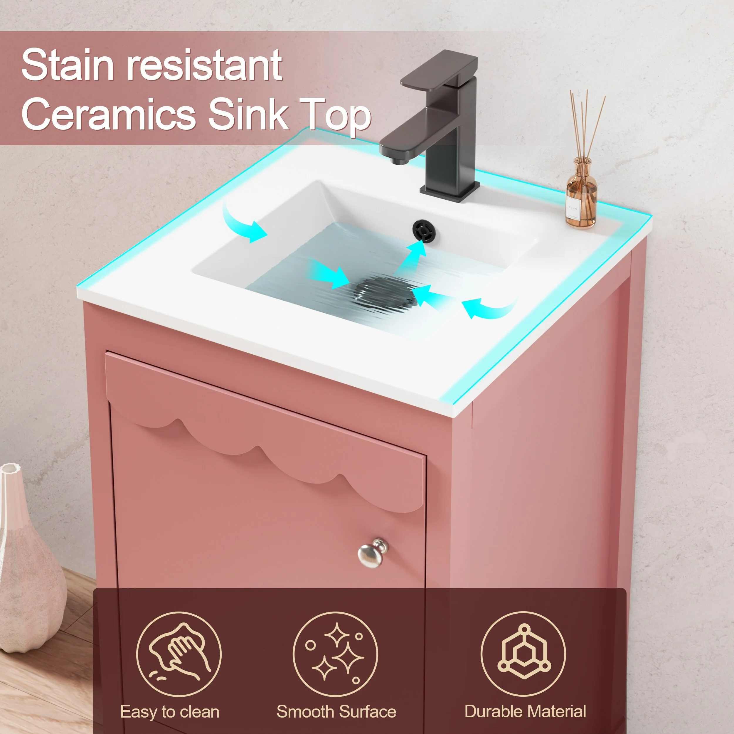 Lace Trim Freestanding Bathroom Vanity Set - Perfect for Bathrooms