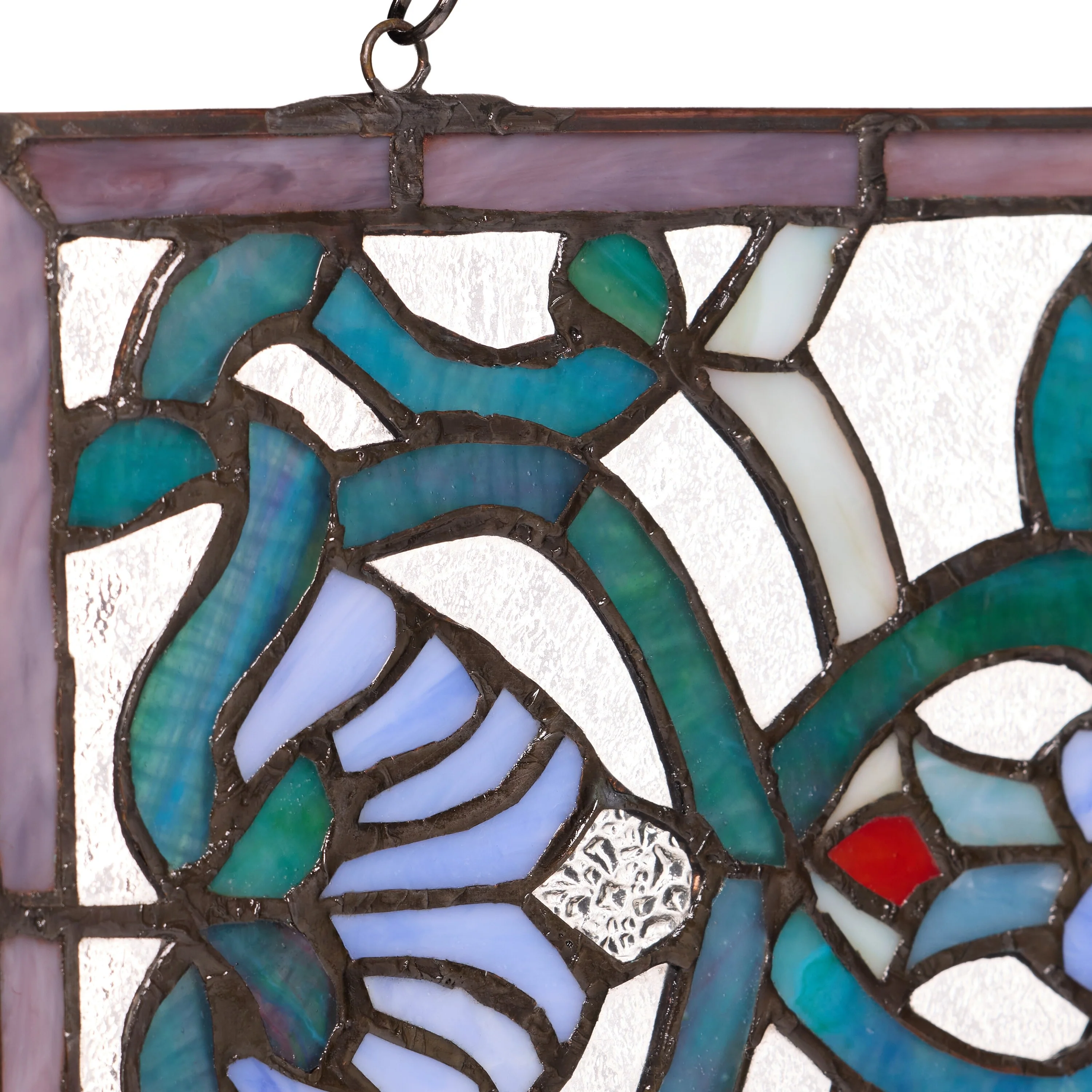 Flourished and Flowers River of Goods Shades of Blue Stained Glass Window Panel - 24