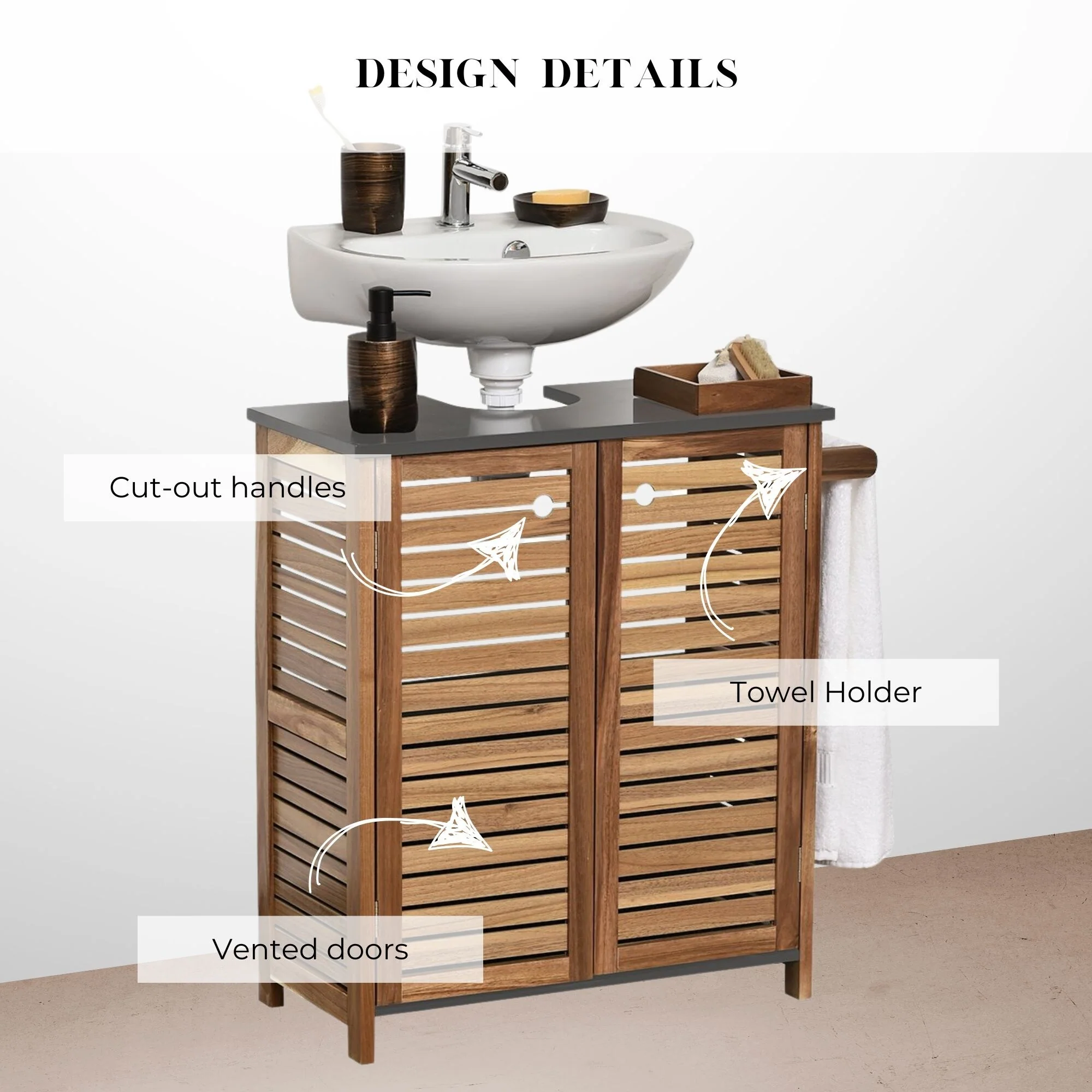 Under Sink Cabinet with U-Shaped Cut-Out with Towel Holder - 27