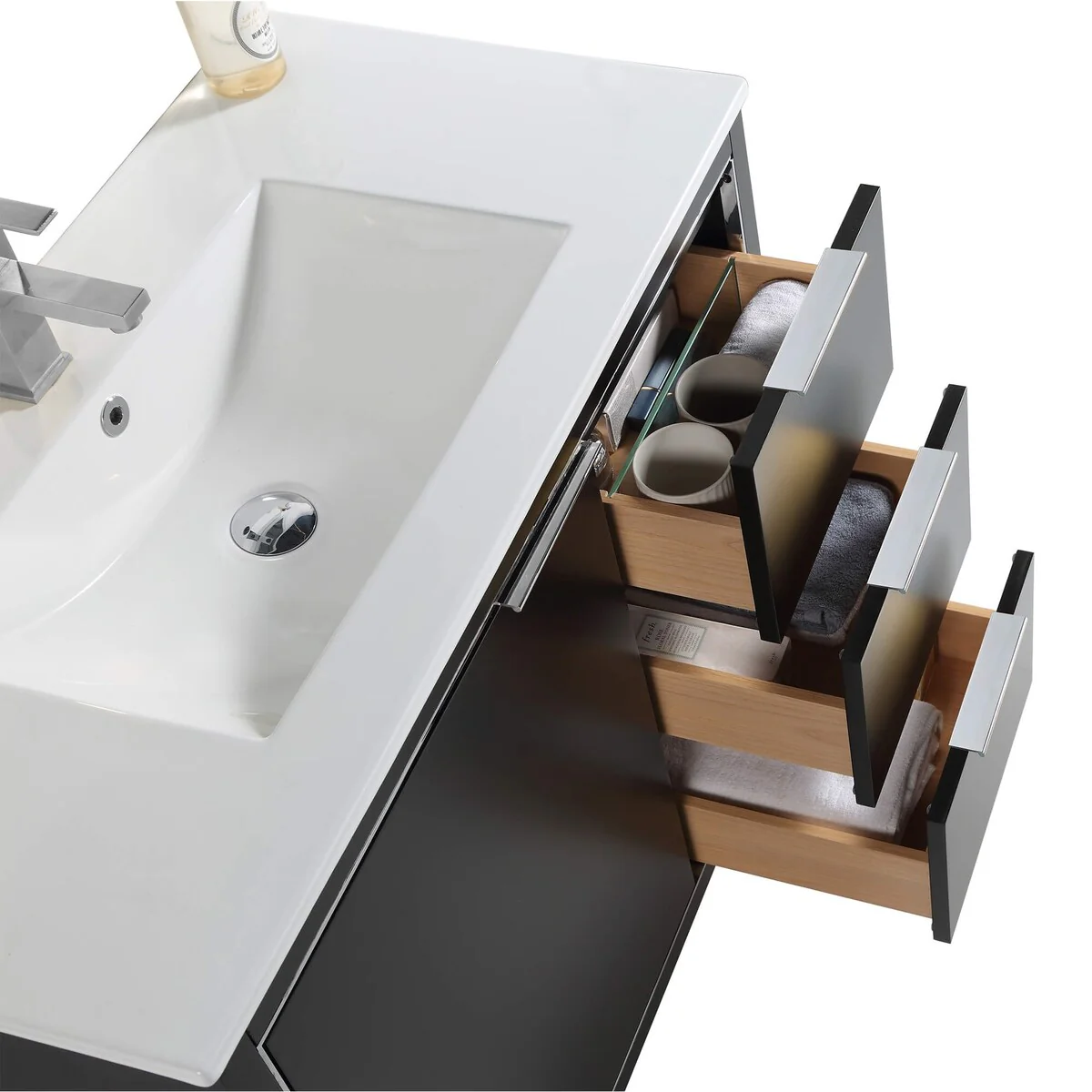 Fine Fixtures Opulence Collection Bathroom Vanity with White Ceramic Sink