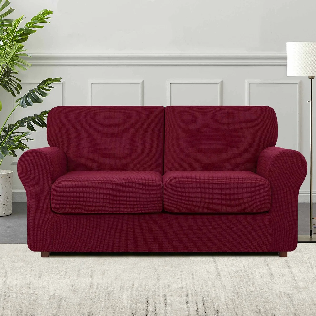 Subrtex 5-Piece Stretch Loveseat Slipcover Sets with 2 Backrest Cushion Covers and 2 Seat Cushion Covers