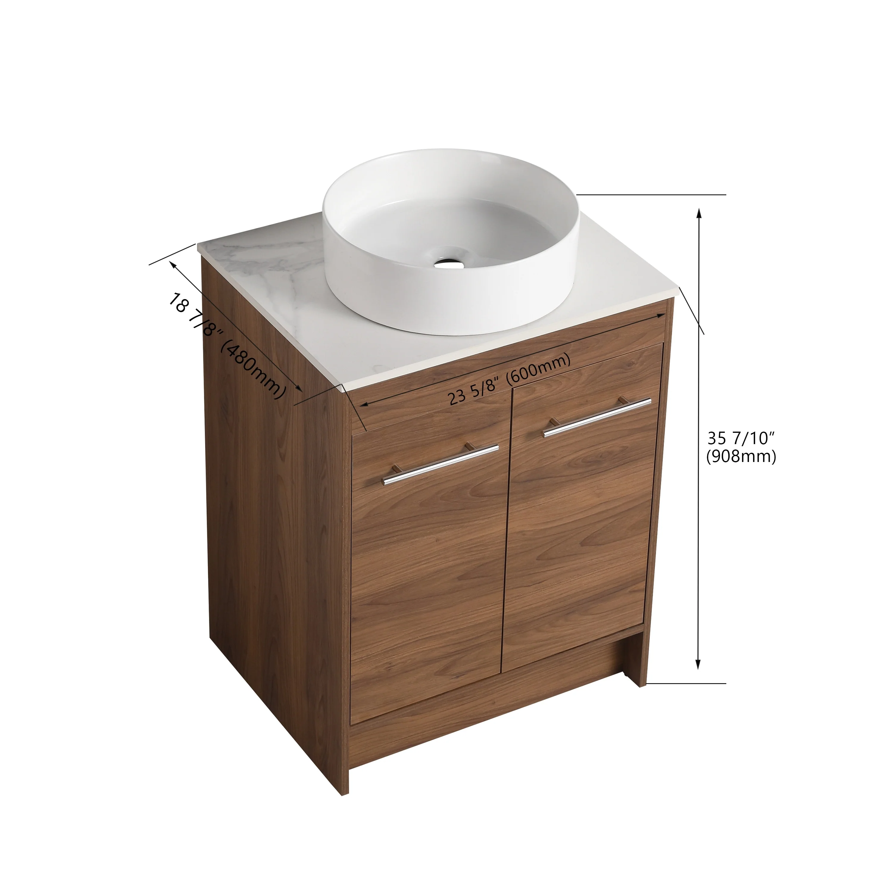 BNK 24/36/48/60 Inch Bathroom Vanity with Sink, Freestanding Bathroom Vanity with Soft Close Doors and Adjustable Shelf