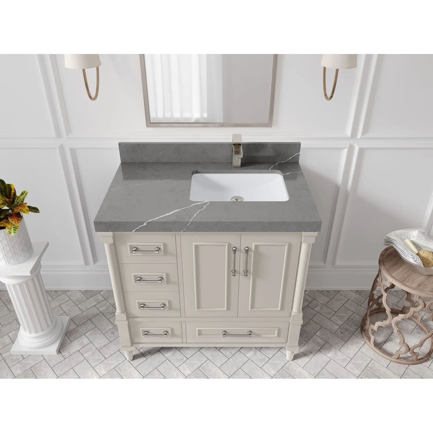 Willow Collections 36 in. W x 22 in. D Aberdeen Right Offset Sink Bathroom Vanity with Countertop