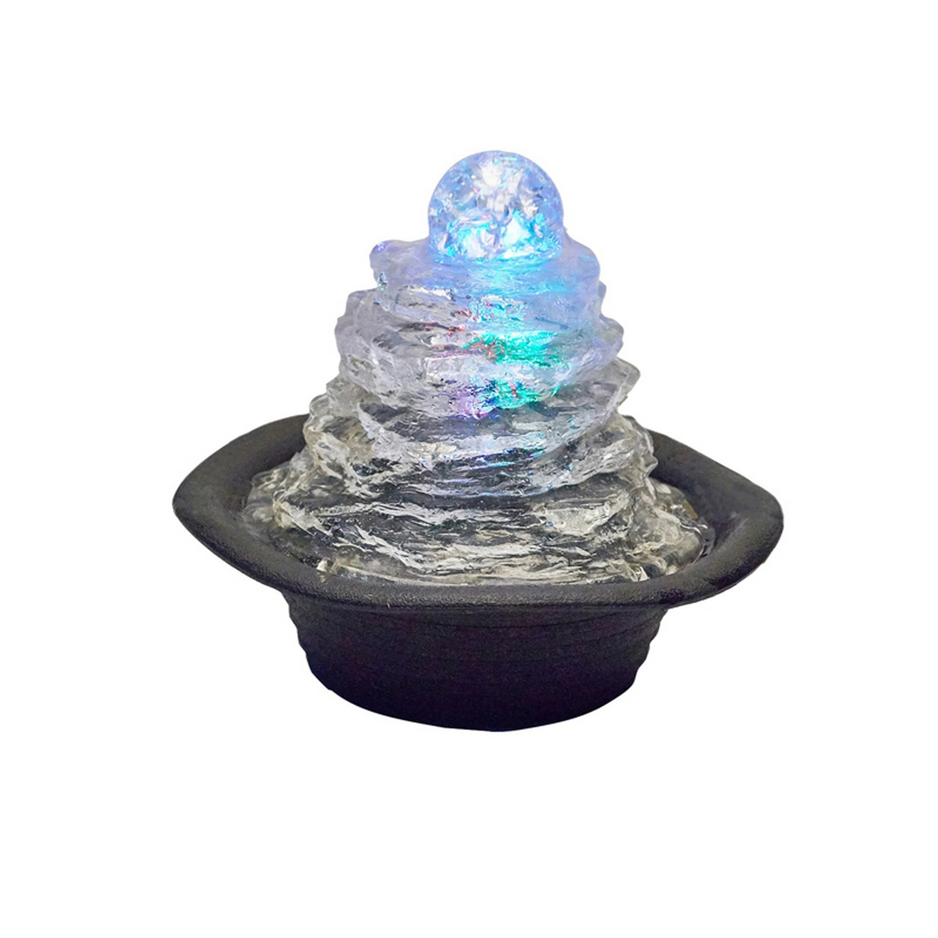 Sumi 9 Inch Ice Tabletop Water Fountain, Rock Climb Glass Ball, Multicolor