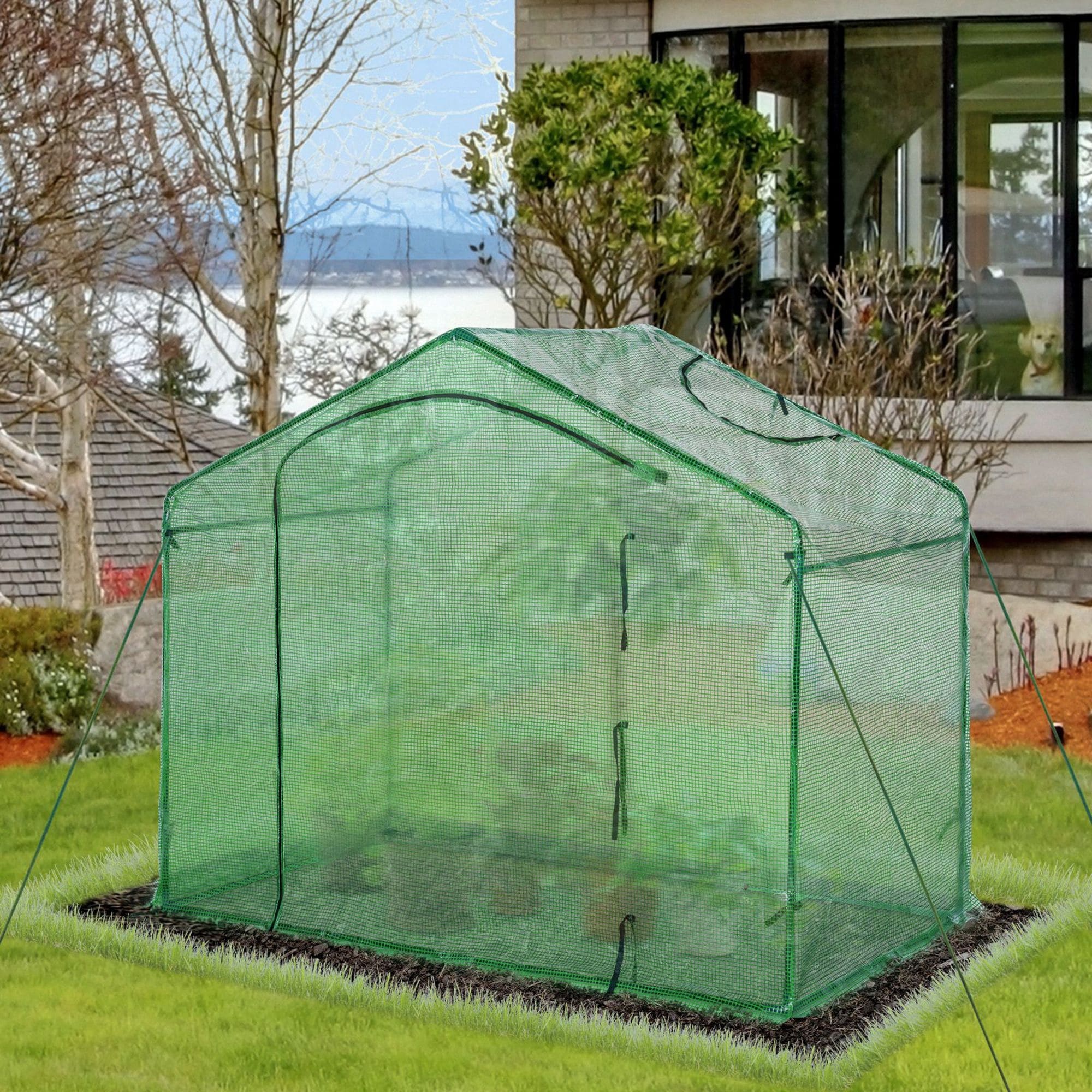 Outsunny 6' x 3.5' x 5' Outdoor Portable Walk-In Greenhouse with PVC Cover & a Modern Open Design