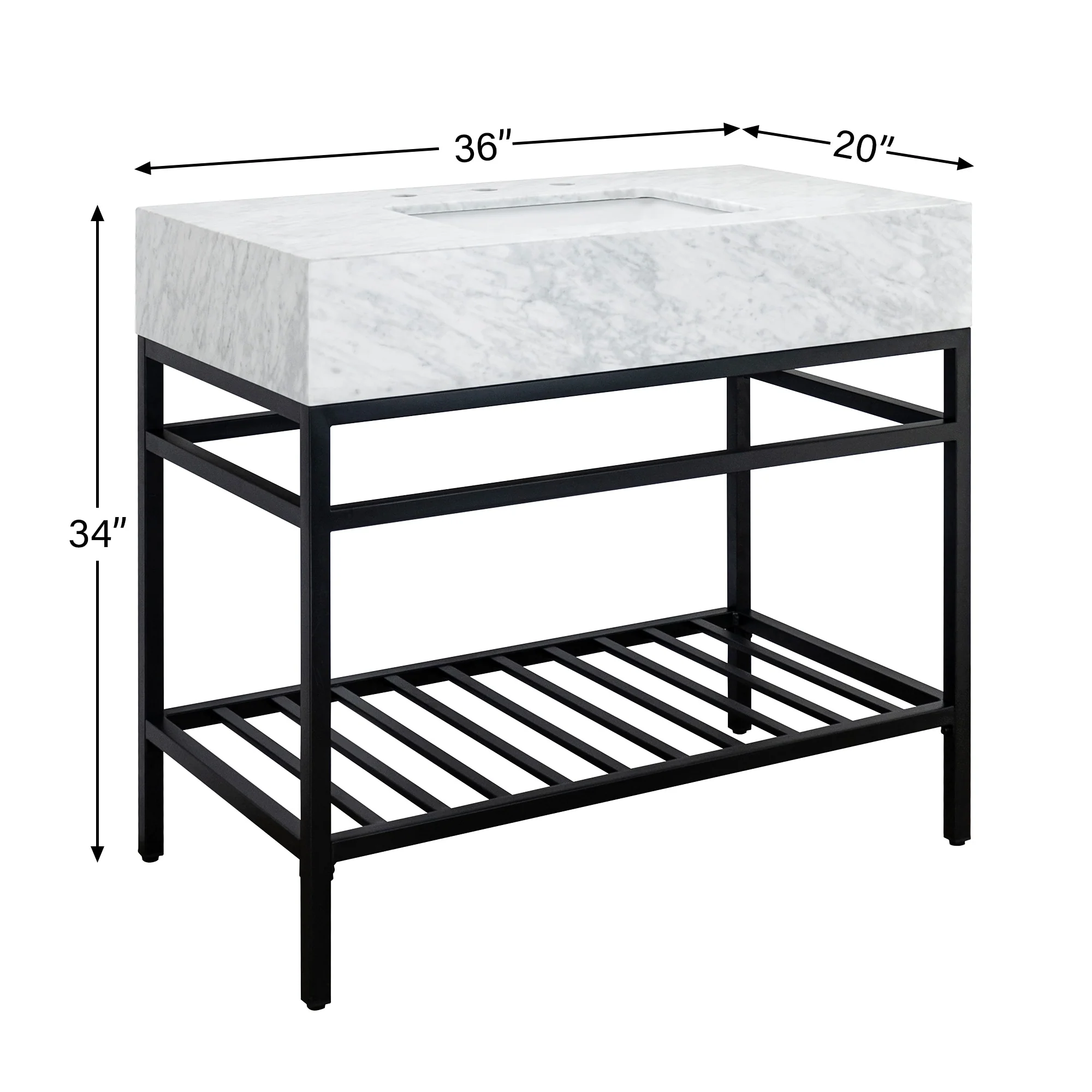 TEHOME Mayana 36'' Free-standing Single Bathroom Vanity with Carrara Marble Vanity Top