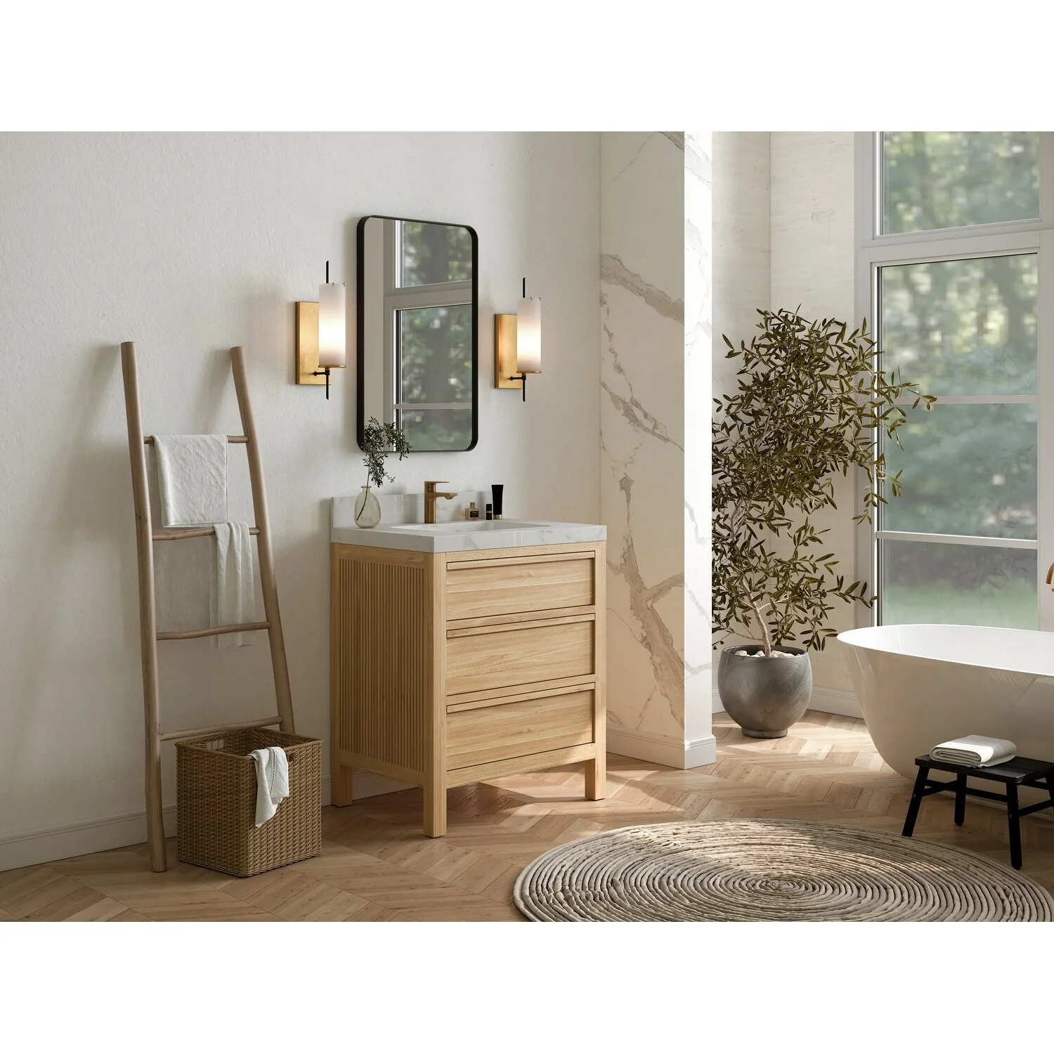Willow Collections 30 in. W x 22 in. D Elizabeth Solid Teak Wodd Single Sink Bathroom Vanity with Countertop