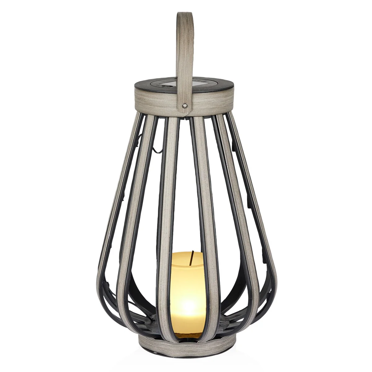 Solar Grey Decorative Plastic Lantern with LED