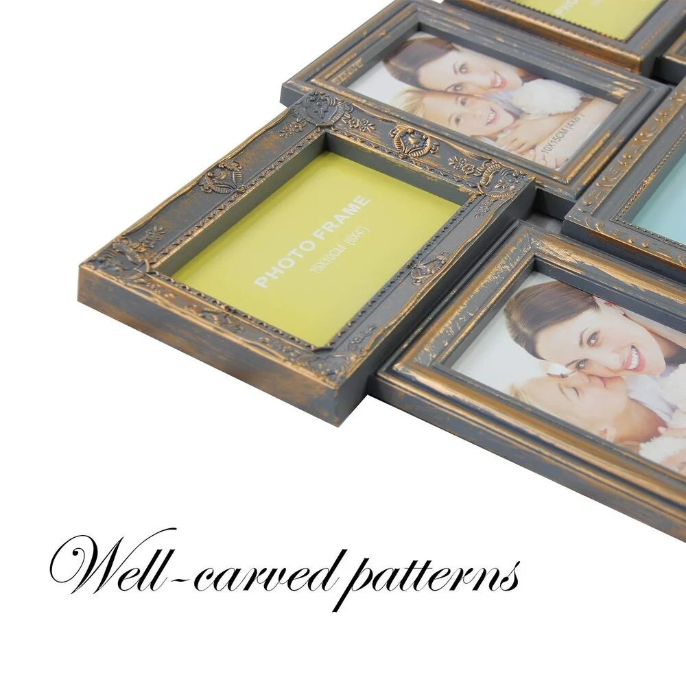 Jerry & Maggie - Photo Frame 23X18 Gray Gold Finish Curved PVC Picture Frame Selfie Gallery Collage Wall Hanging for 6x4 Photo