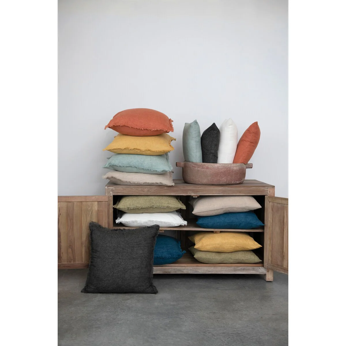 Stonewashed Linen Lumbar Pillow