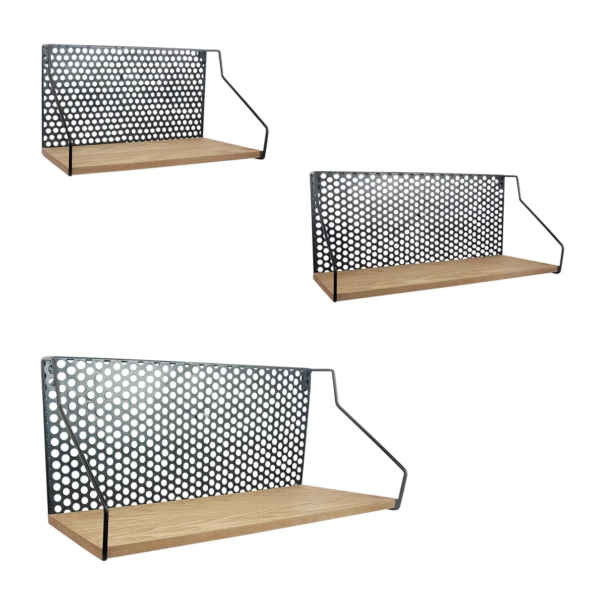 Sagebrook Home Industrial Set of 3 Metal/wood Natural/black Shelves - 24