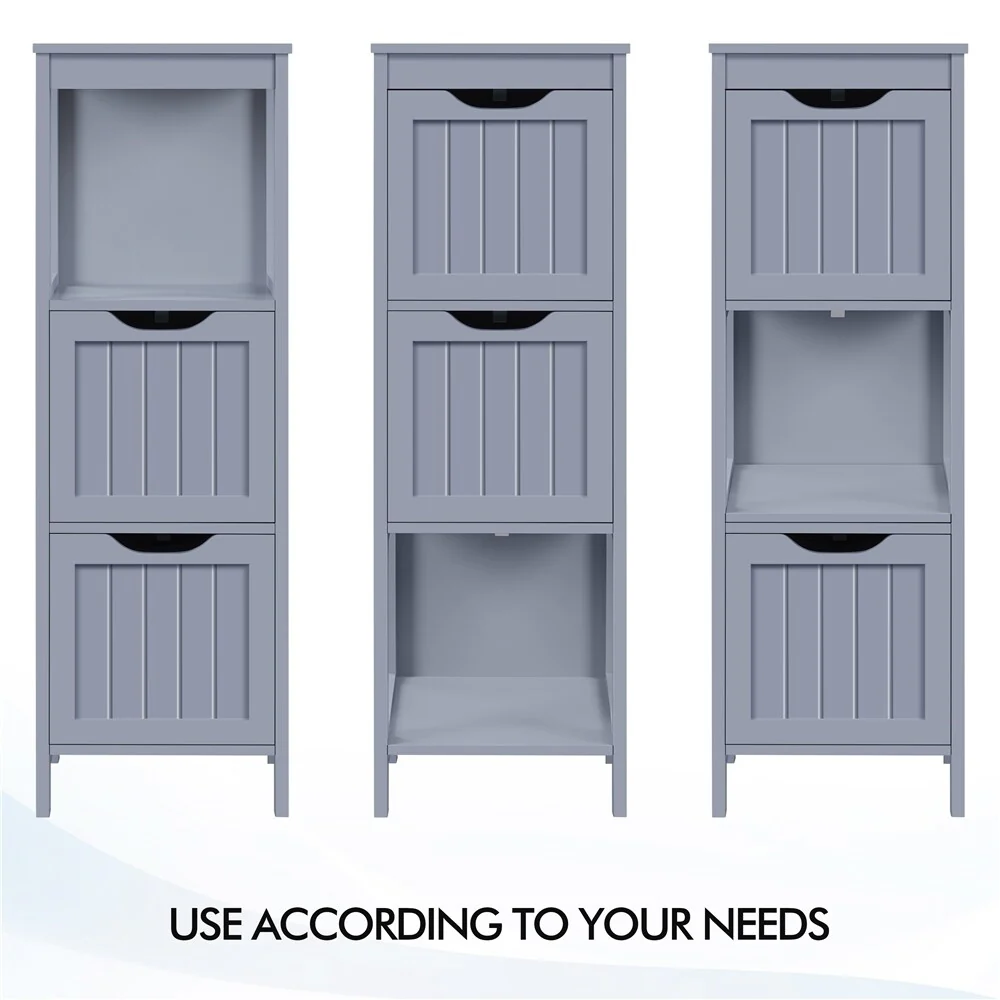 Yaheetech 3 Tiers Floor Bath Cabinet, 2 Hideaway Drawers 1 Shelf
