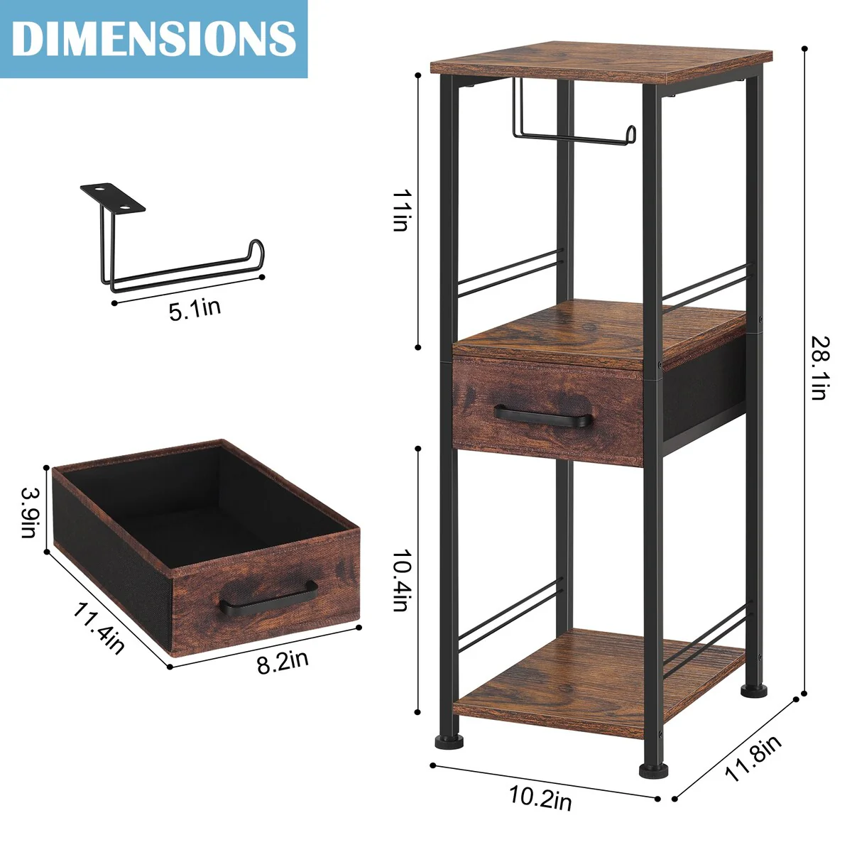 Freestanding Toilet Paper Storage Cabinet with Sliding Storage Drawer