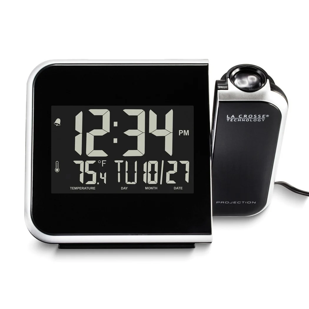 Curata Digital Adjustable Projection Alarm Clock with Calendar Indoor Temperature and Humidity