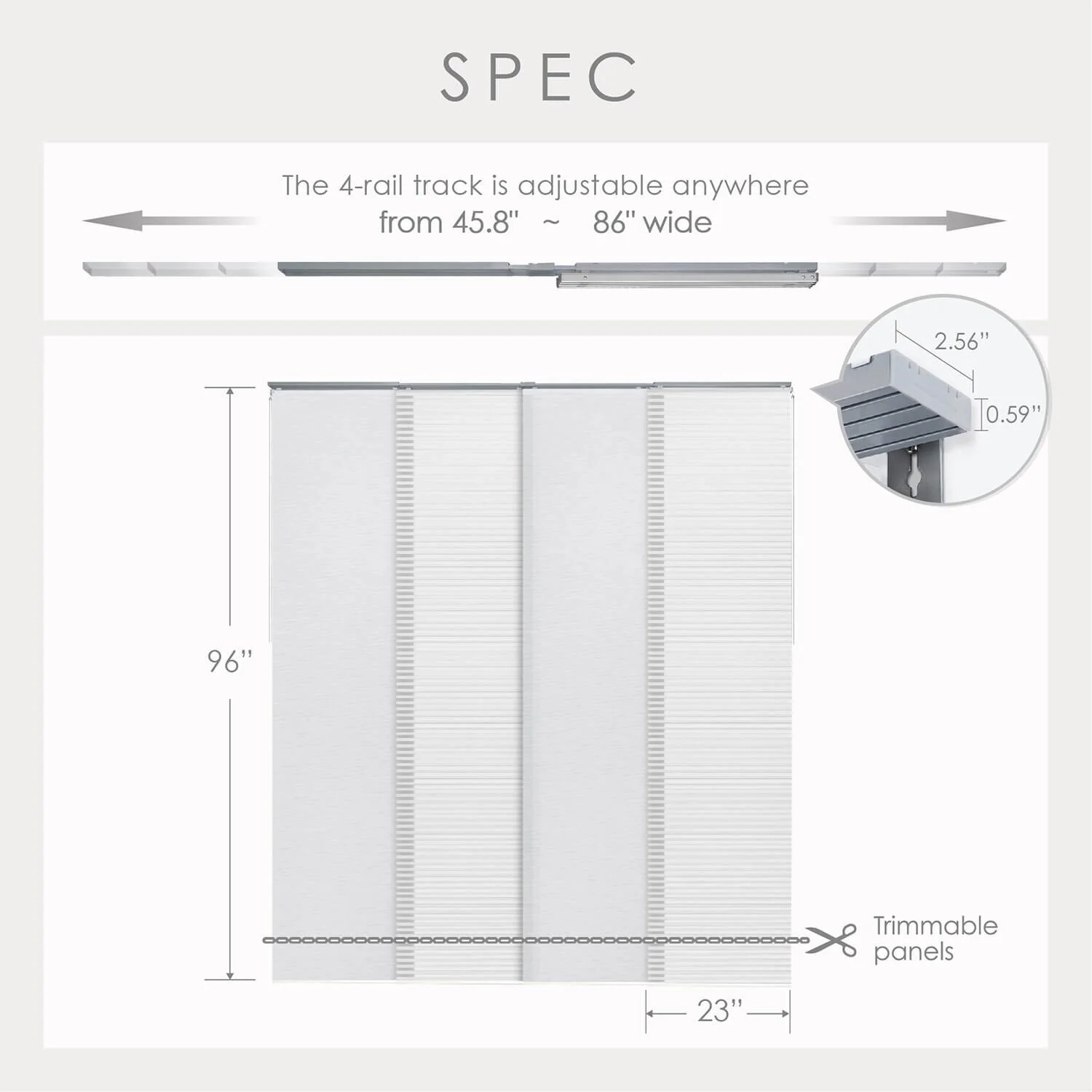 GoDear Design Natural Woven Adjustable Sliding Panel Track Blinds, Vertical Blinds, Cosmos Series, 45.8