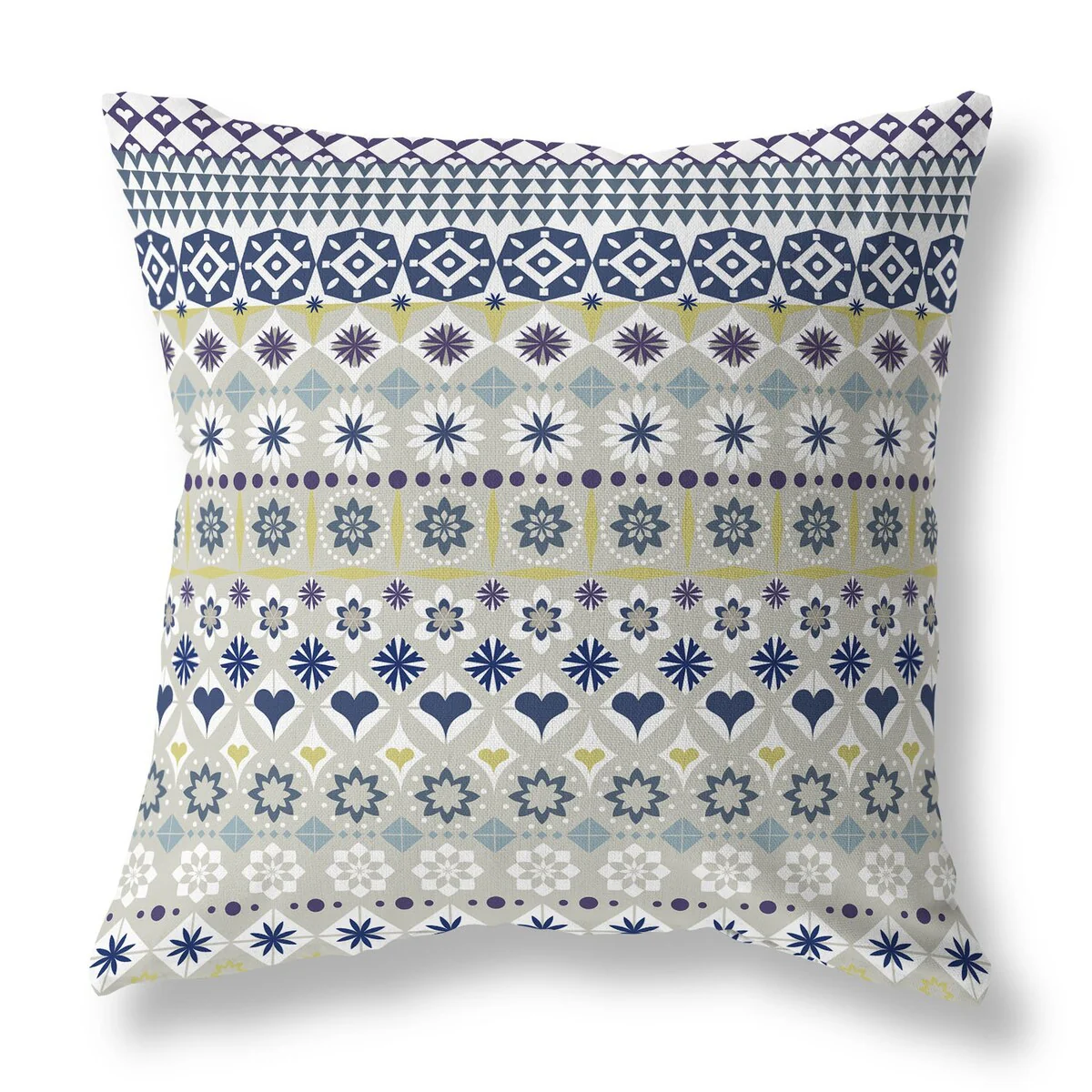 Yellow And Blue Shape Synergy Indoor/Outdoor Throw Pillow Zipper