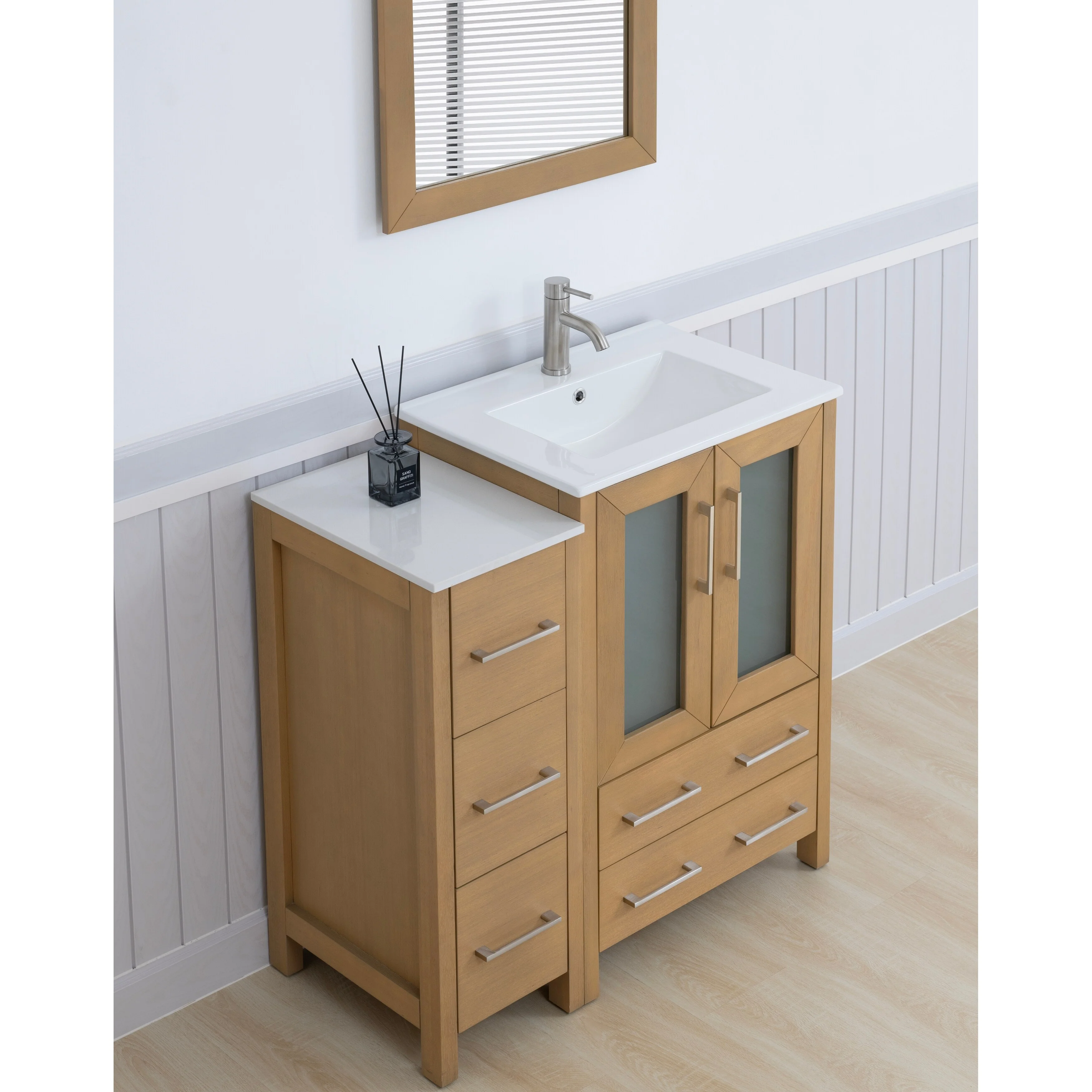Vanity Art 36-Inch Single Sink Bathroom Vanity with Top & Free Mirror - 36 X 18.1 X 35.8