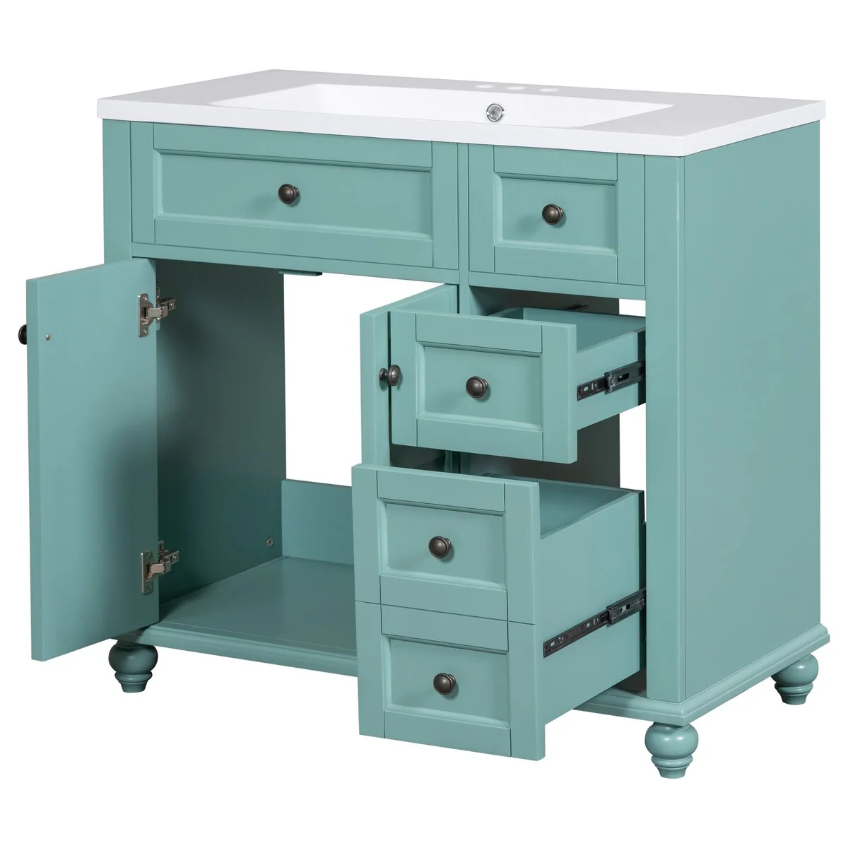 Solid Wood Frame Bathroom Storage Cabinet