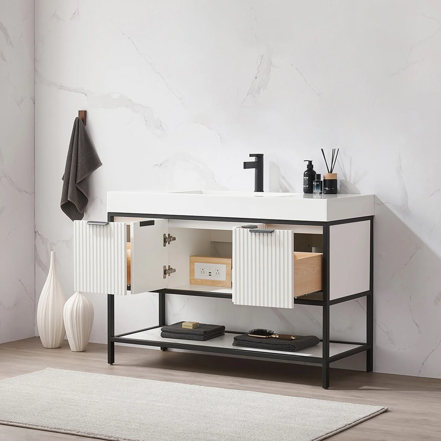 Marcilla 48 in. Single Sink Bath Vanity with Stone Sink Top