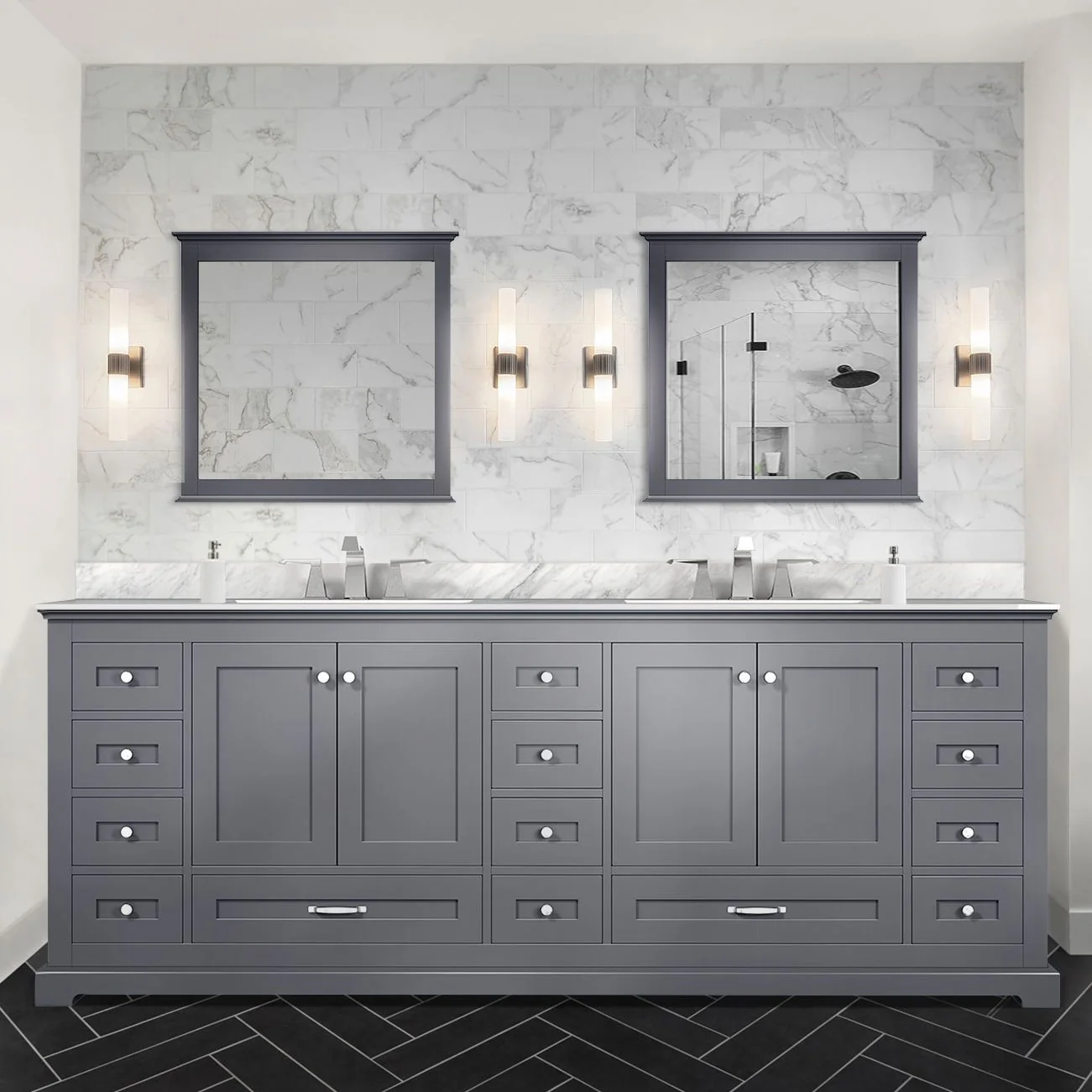 Dukes 84 in. W x 22 in. D Navy Blue Double Bath Vanity