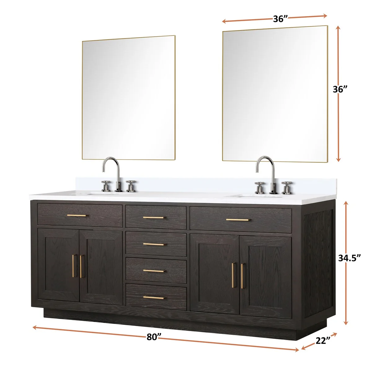 Abbey 60 in W x 22 in D Black Oak Double Bath Vanity and Cultured Marble Top