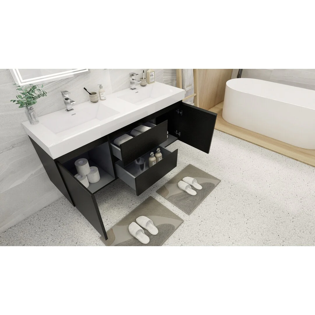 Baillie 60'' Wall-Mounted Vanity with Double Reinforced Acrylic Sink