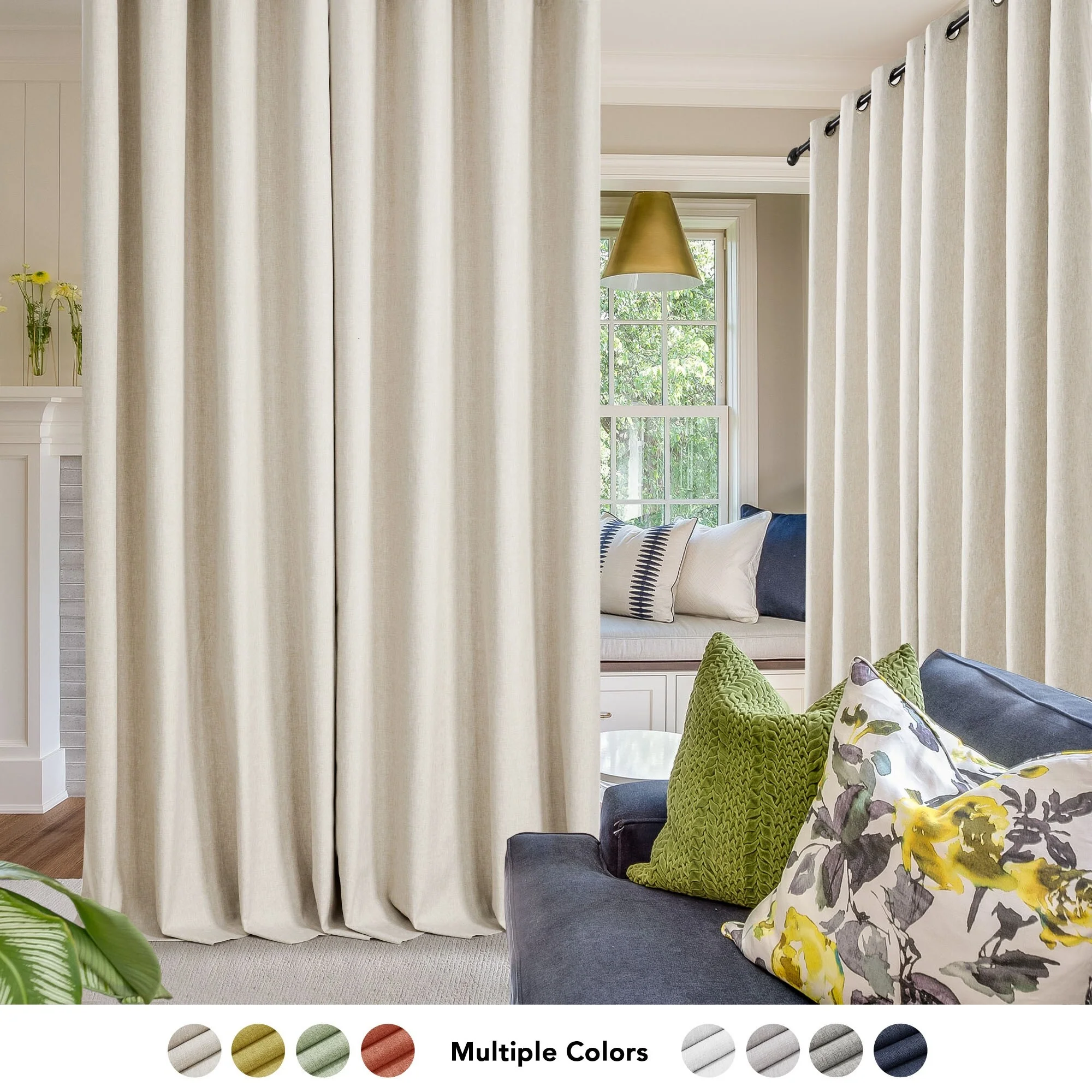 Deconovo Blackout Living Room Curtains Faux Linen Drapes 2 Panels