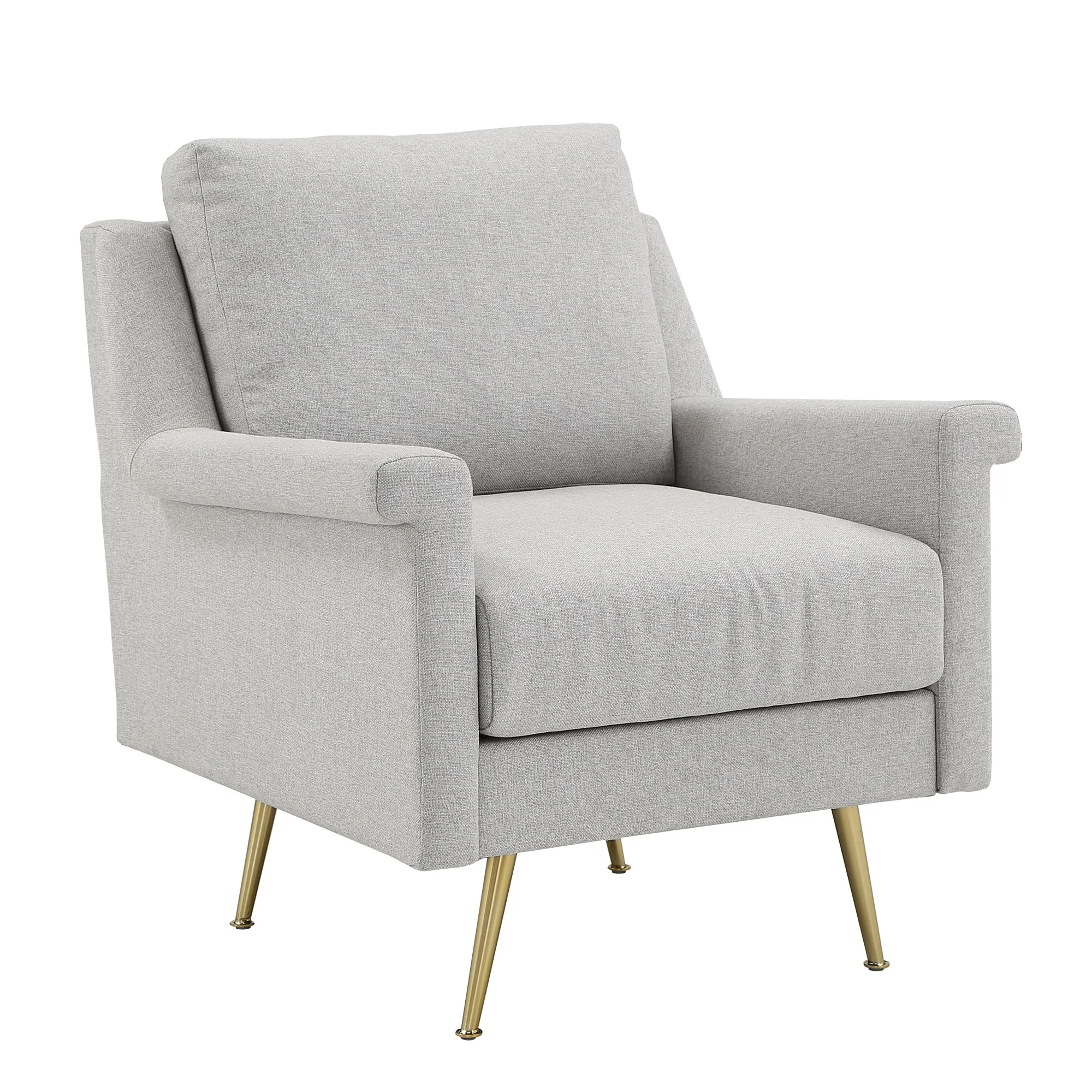Cade Grey Fabric Accent Chair with Gold Metal Legs by iNSPIRE Q Modern