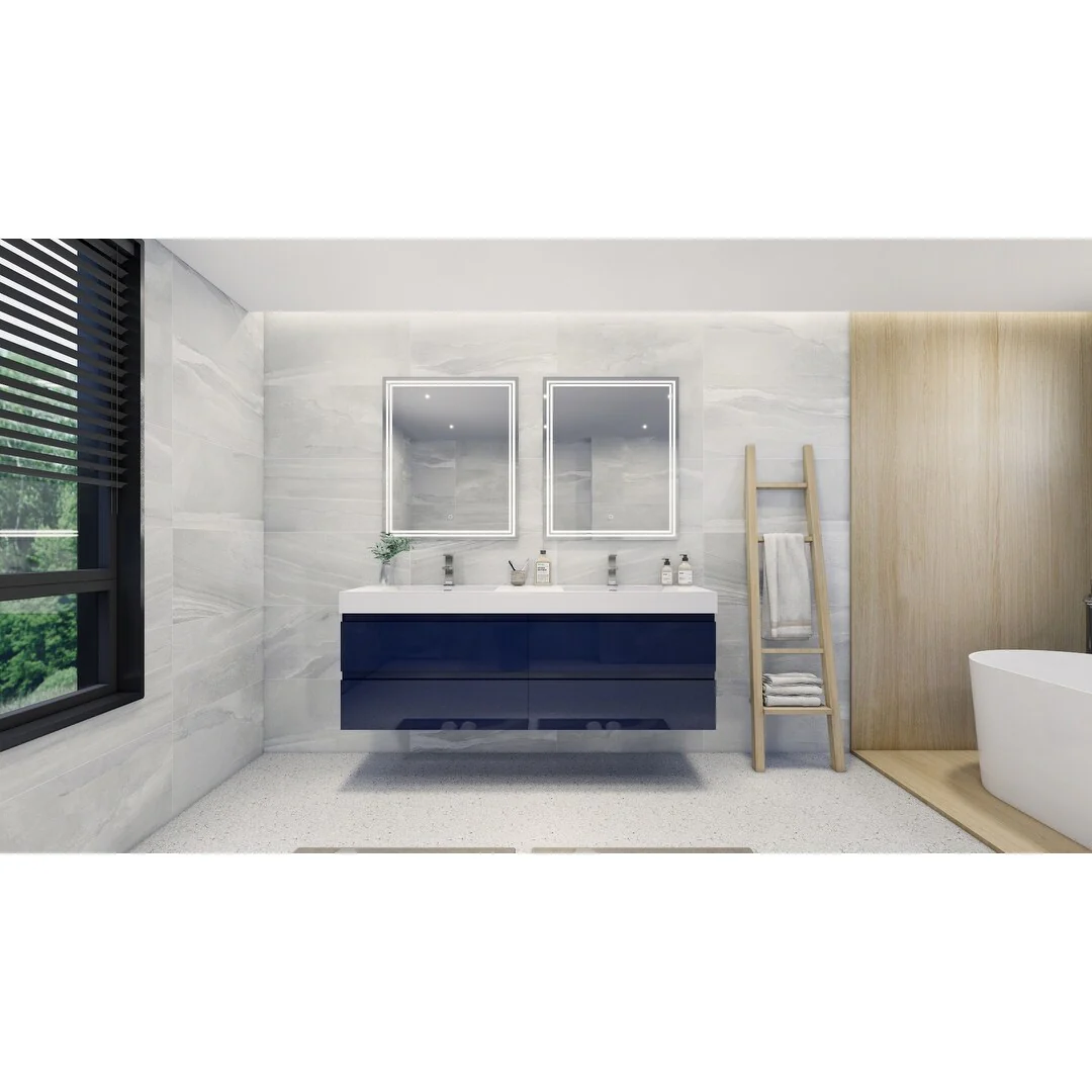 Baillie 72'' Wall-Mounted Vanity with Double Reinforced Acrylic Sink