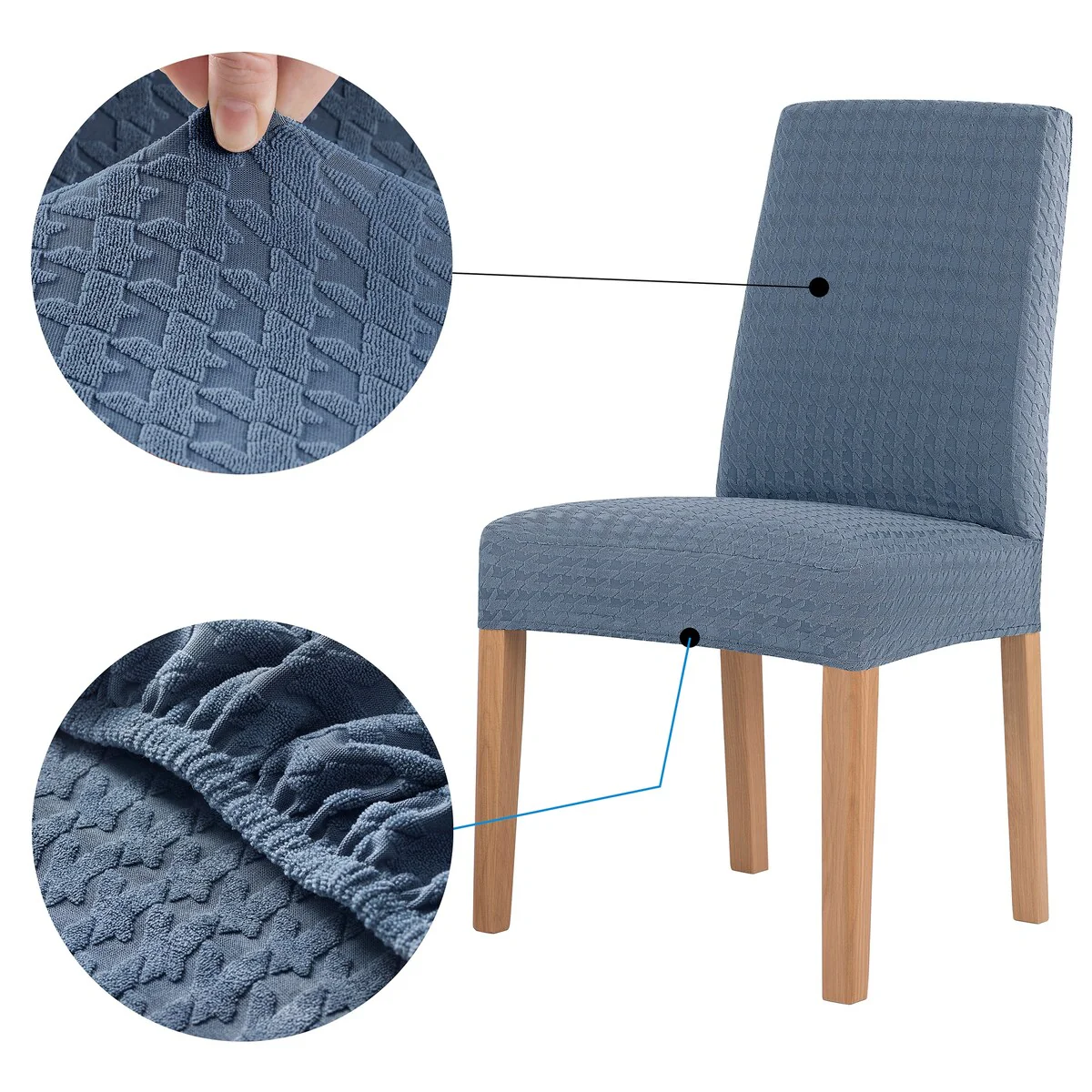 No. 918 Sparta 2-pack Houndstooth Textured Stretch Fit Elastic Dining Chair Cover Pair - 28