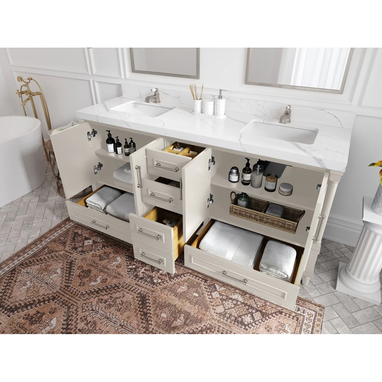 Willow Collections 72 in. W x 22 in. D Aberdeen Double Sink Bathroom Vanity with Countertops